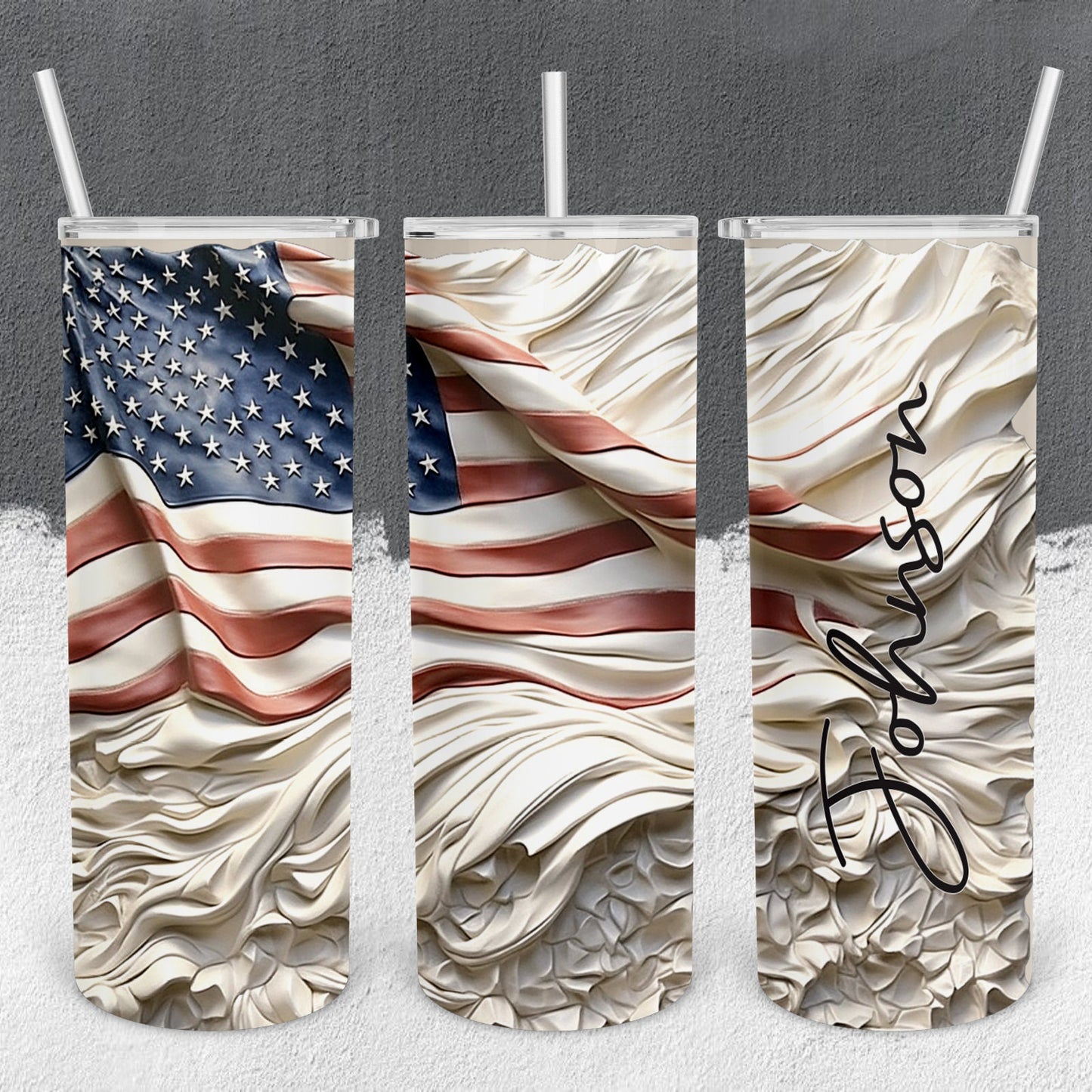 Personalized American Flag Tumbler - Sublimated