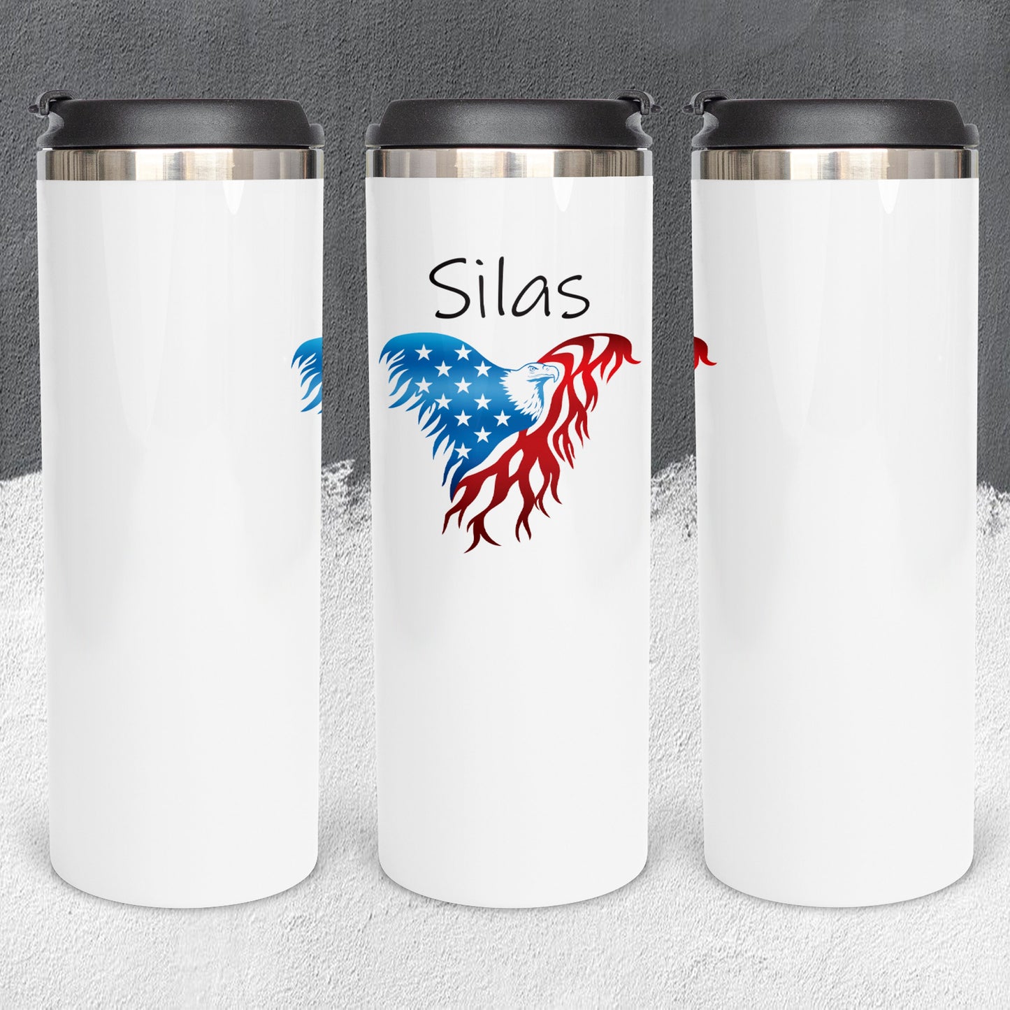 Personalized Bald Eagle American Flag Colors Tumbler - Sublimated