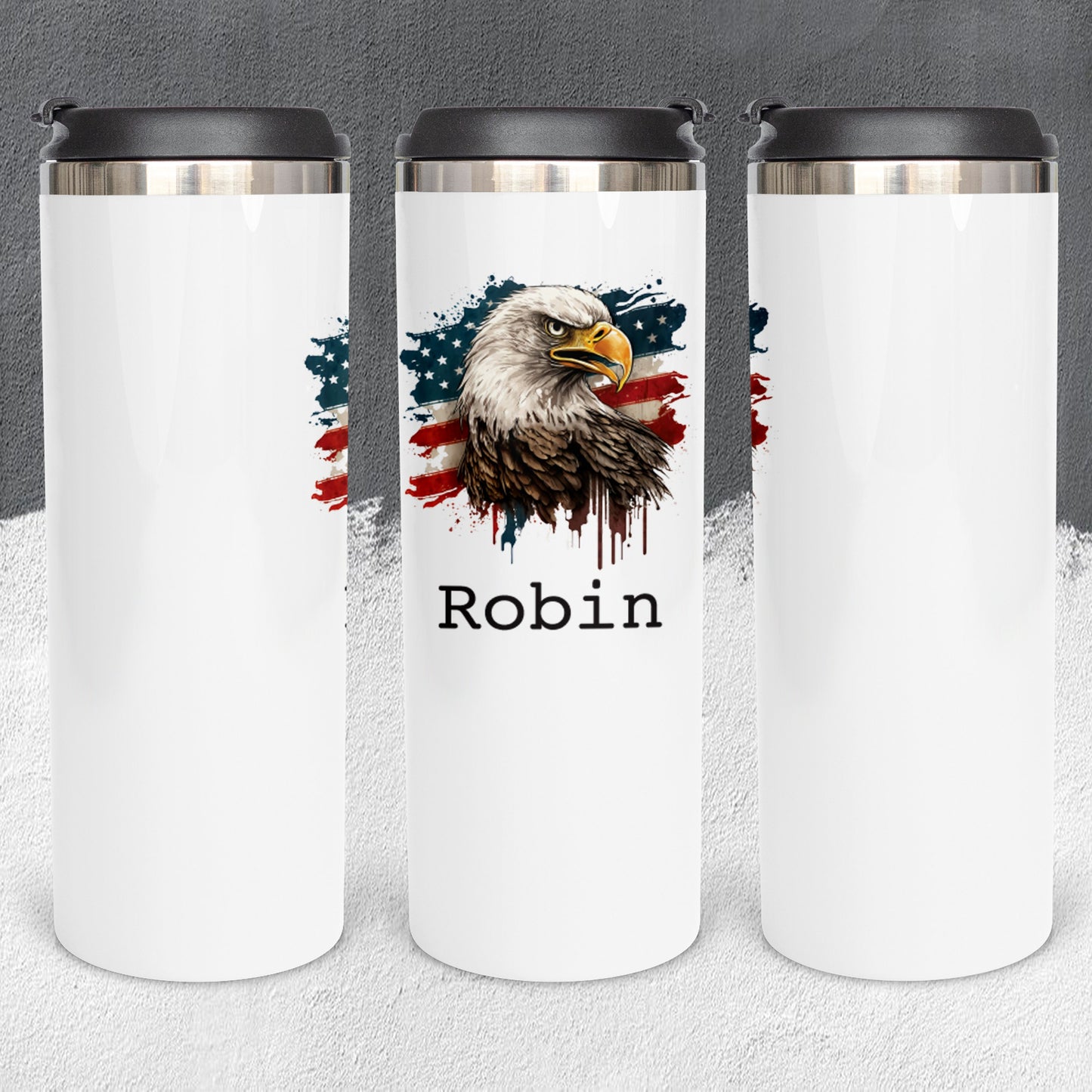 Personalized American Flag with Eagle Tumbler - Sublimated