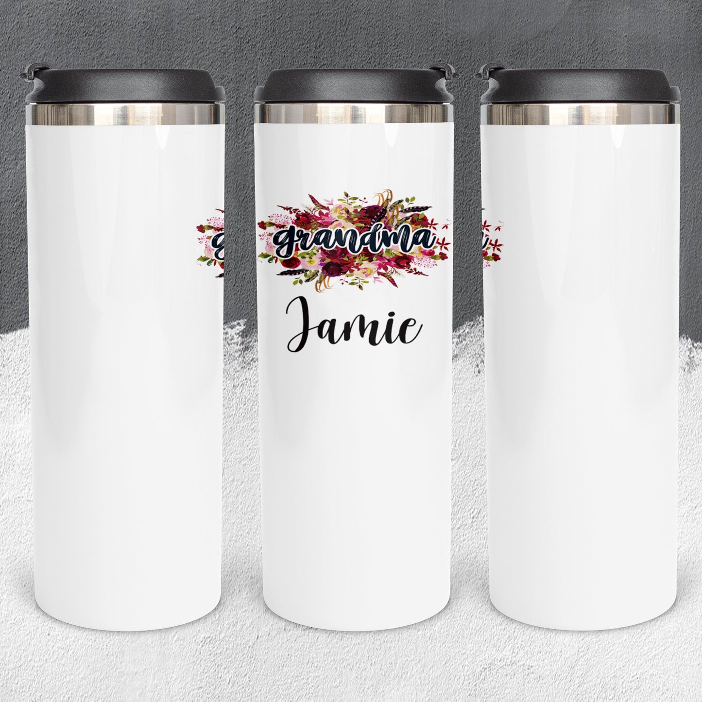 Personalized Floral Grandma Tumbler - Sublimated