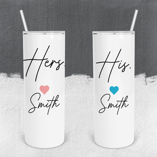 Personalized His and Her Tumbler - Sublimated