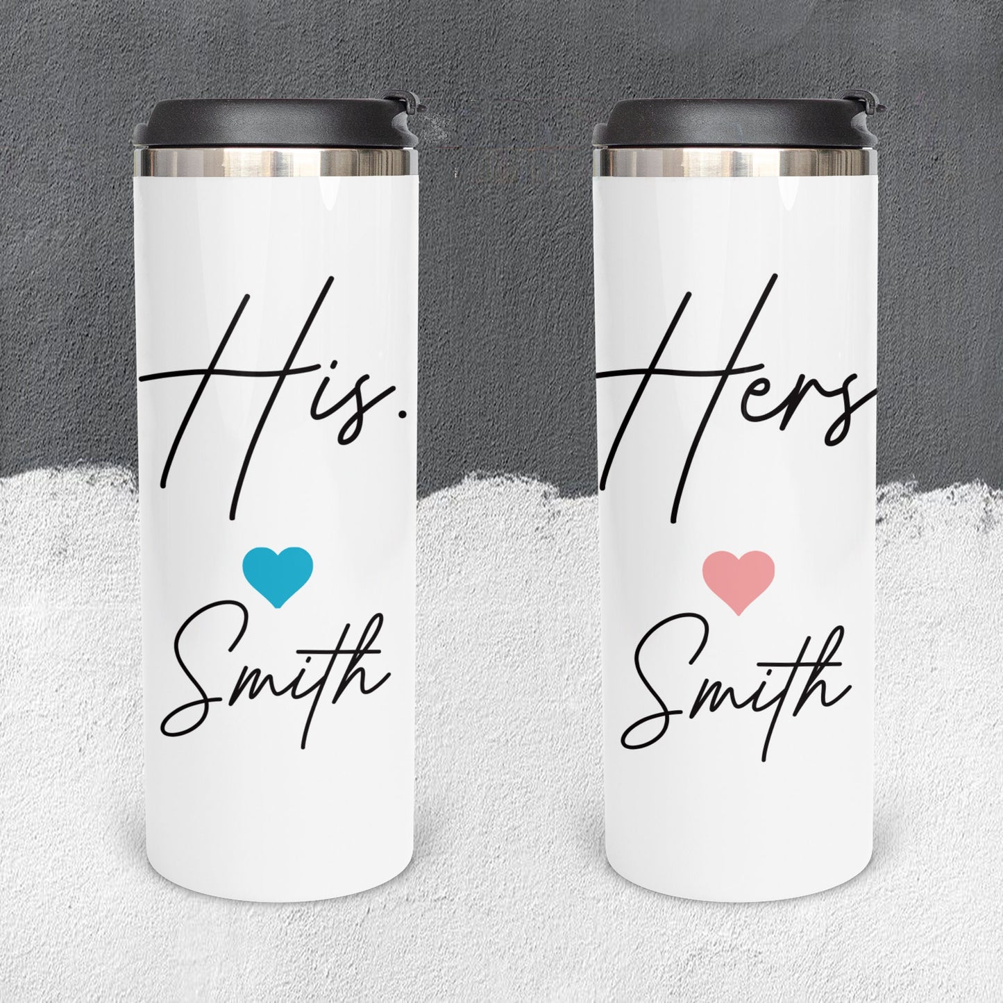 Personalized His and Her Tumbler - Sublimated