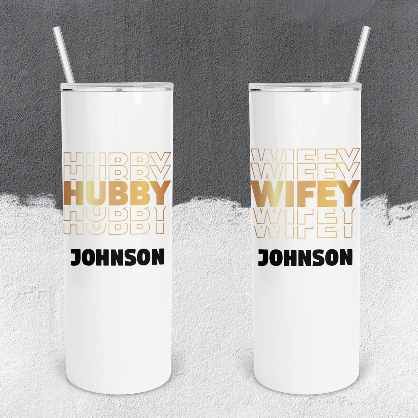 Personalized Hubby and Wifey Tumbler - Sublimated