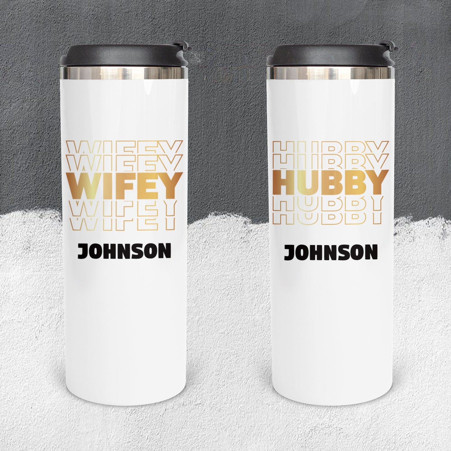 Personalized Hubby and Wifey Tumbler - Sublimated