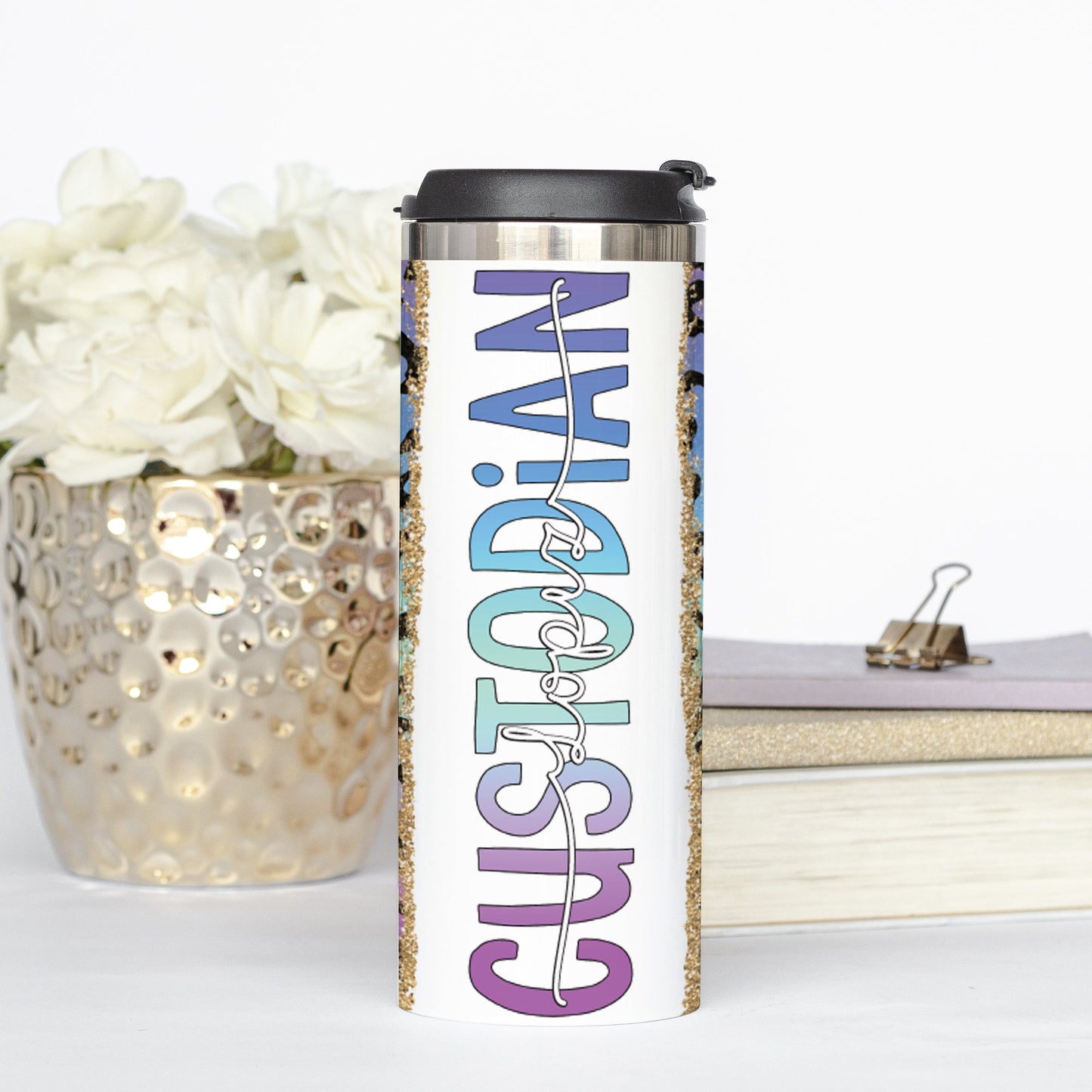 Personalized Custodian Cheetah Print Tumbler - Sublimated