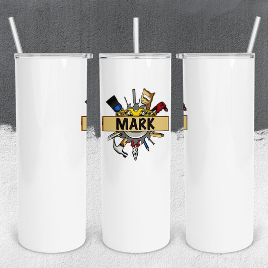 Personalized Mechanic Tools Split Monogram Tumbler - Sublimated