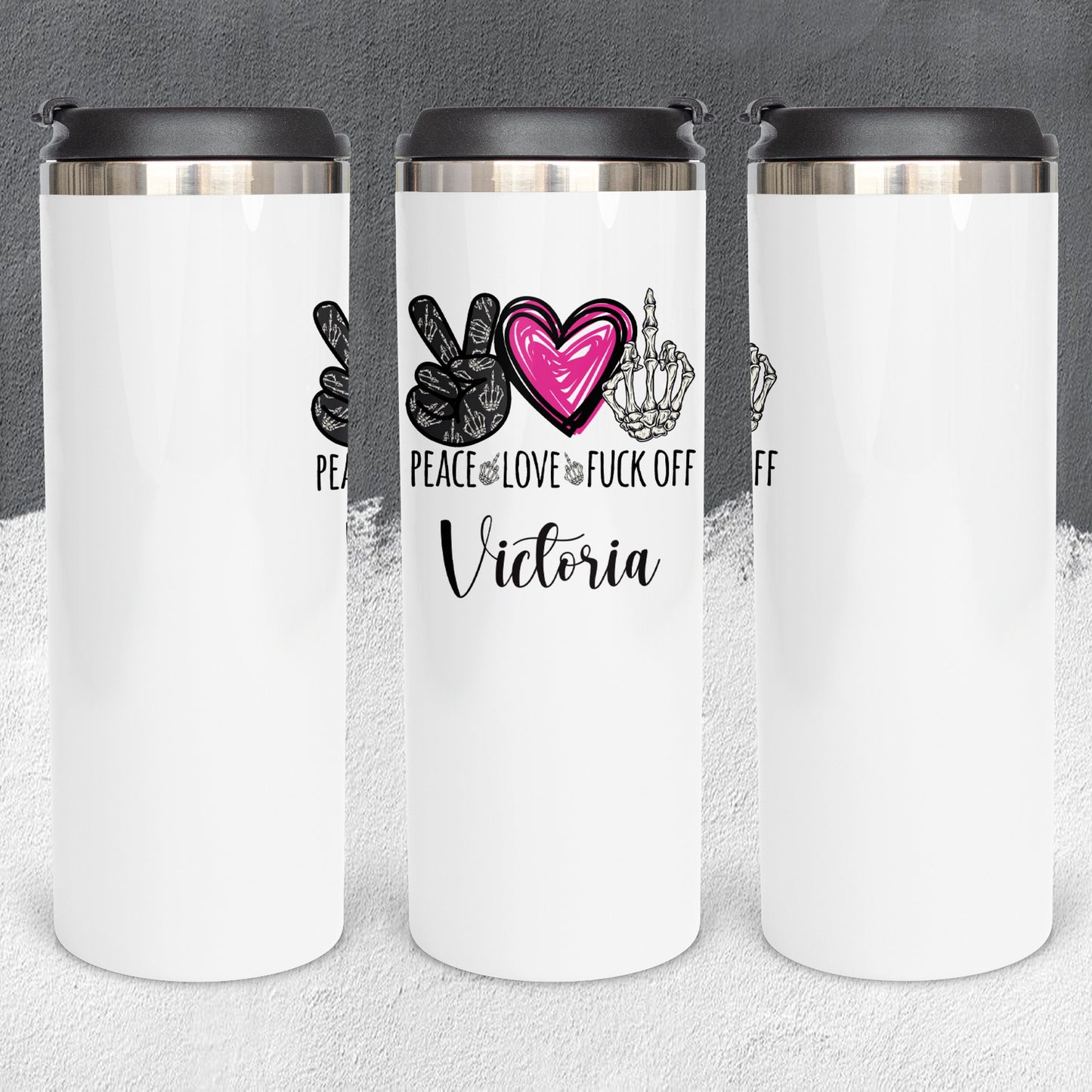 Personalized Peace Love F*ck Off Tumbler - Sublimated