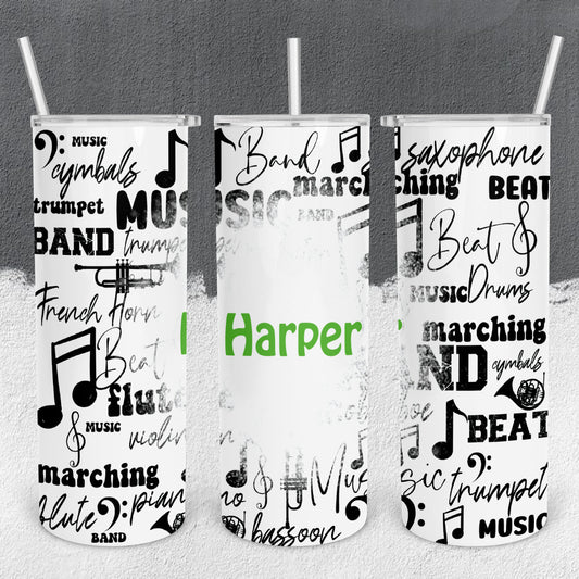 Personalized Music with Colored Name Tumbler - Sublimated