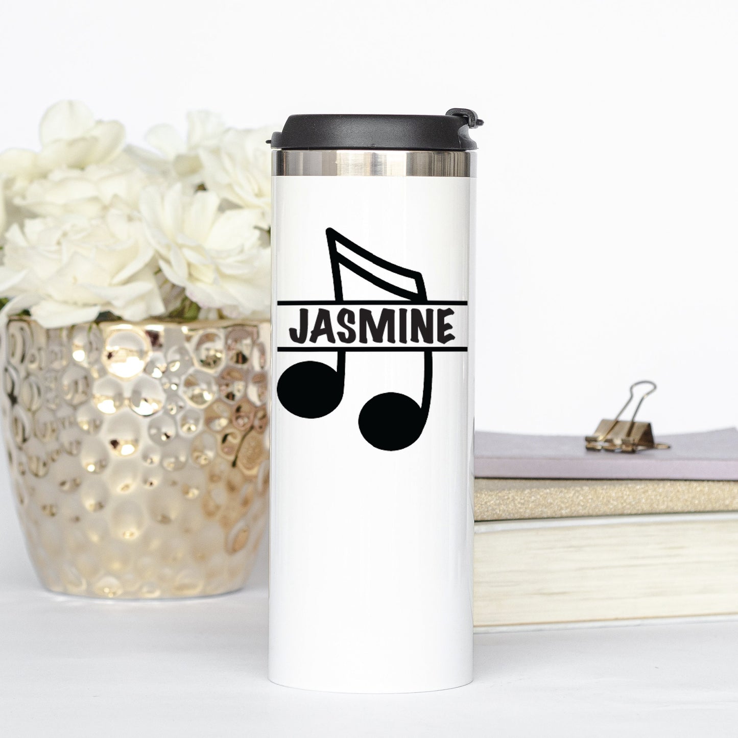 Personalized Music Note Split Monogram Tumbler - Sublimated