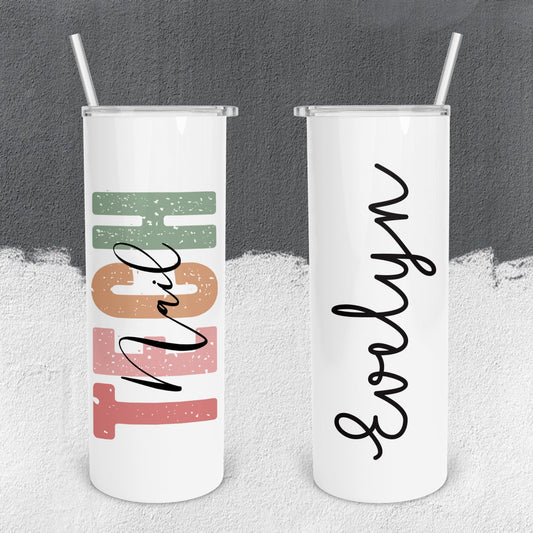 Personalized Nail Tech Colorful Tumbler - Sublimated