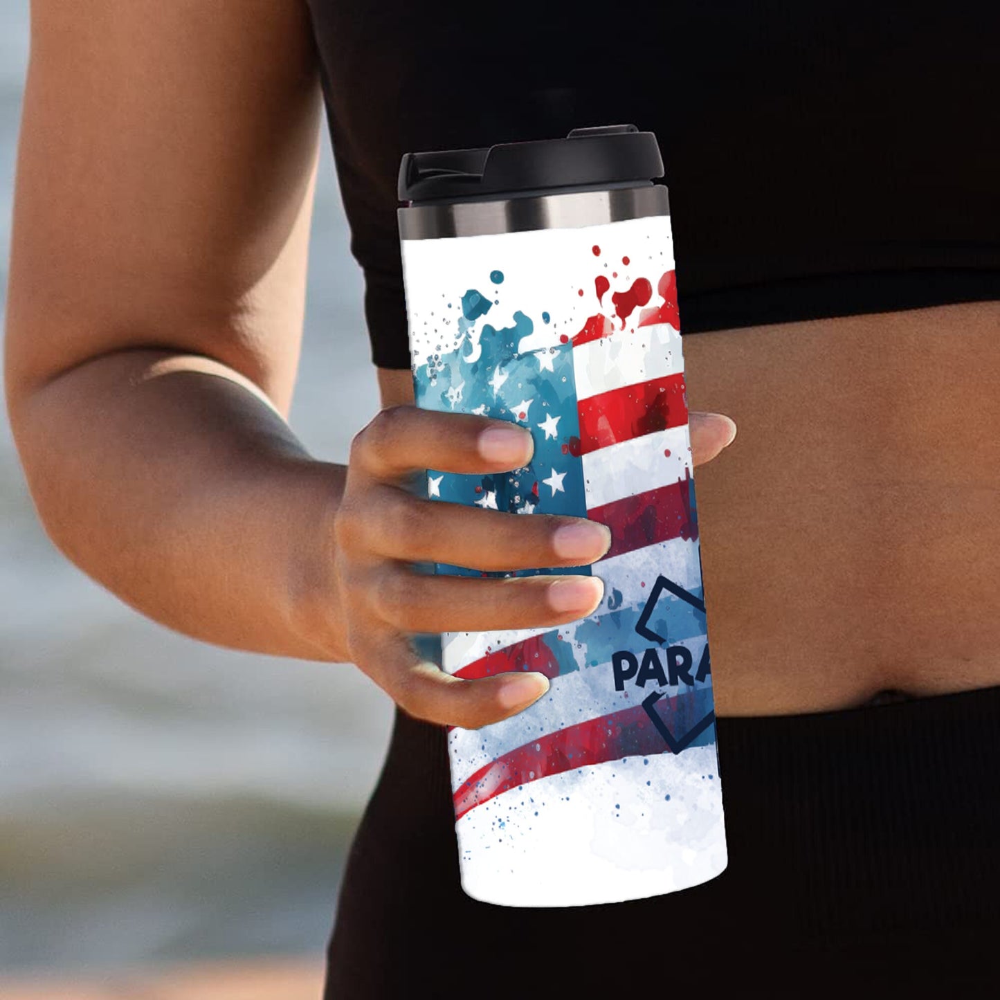 Personalized Paramedic Distressed American Flag Tumbler - Sublimated