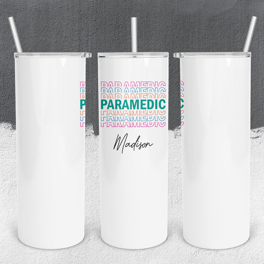 Personalized Paramedic Stacked Effect Tumbler - Sublimated