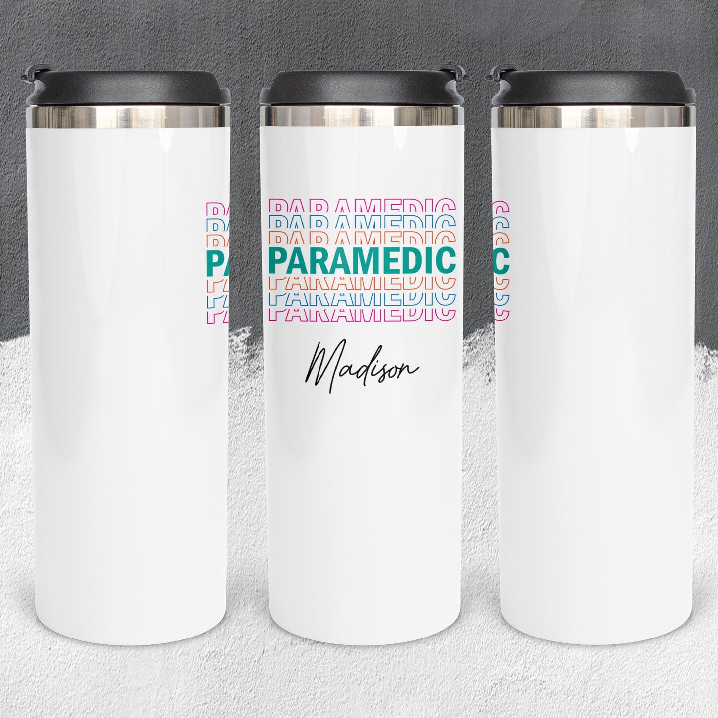 Personalized Paramedic Stacked Effect Tumbler - Sublimated