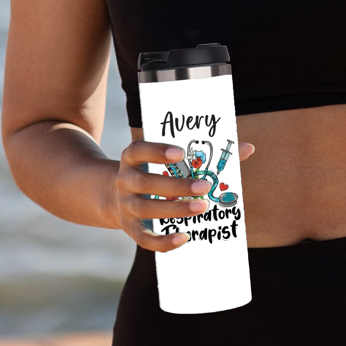 Personalized Respiratory Theory Stethoscope and Inhaler Tumbler - Sublimated