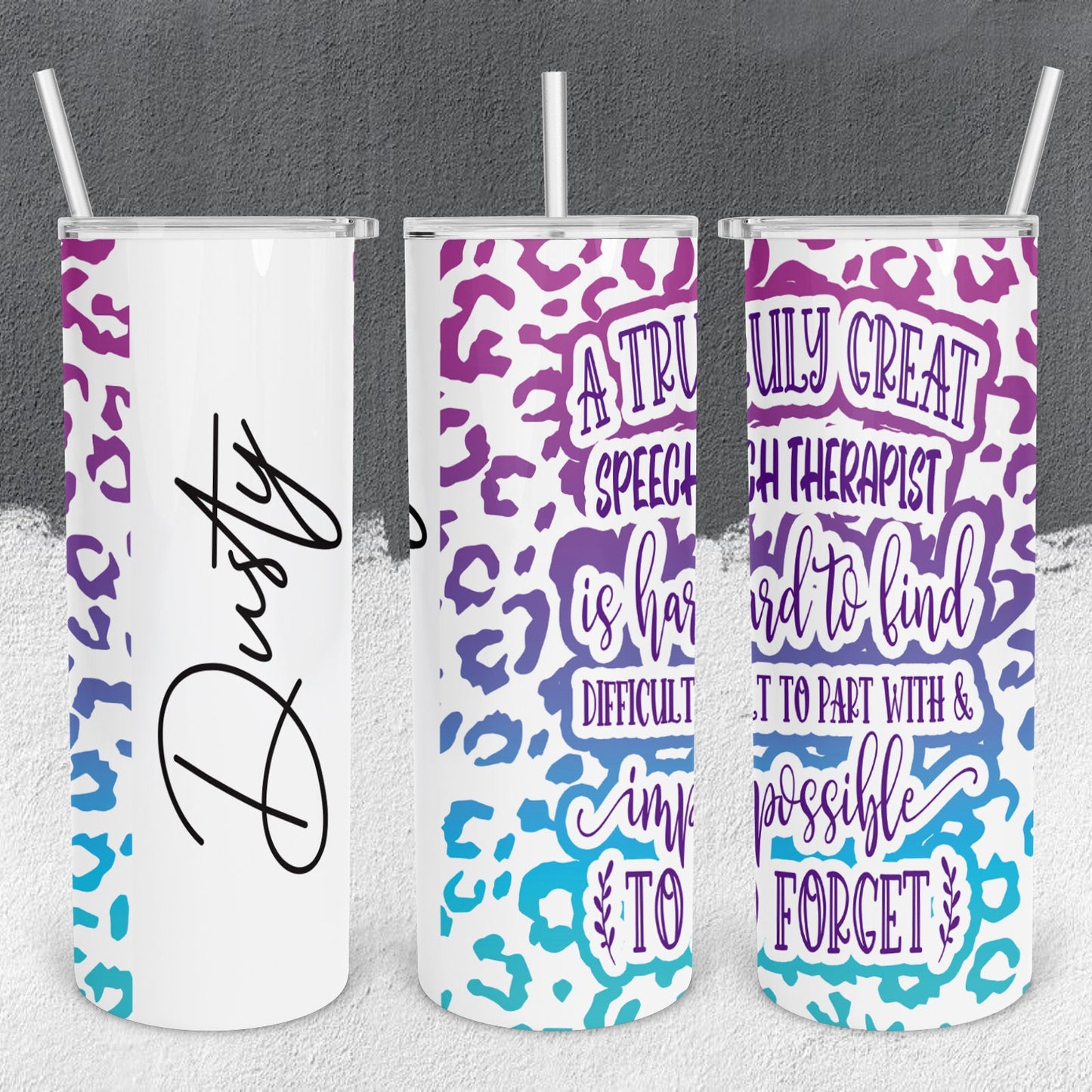 Personalized Cheetah Print Speech Therapist Tumbler - Sublimated