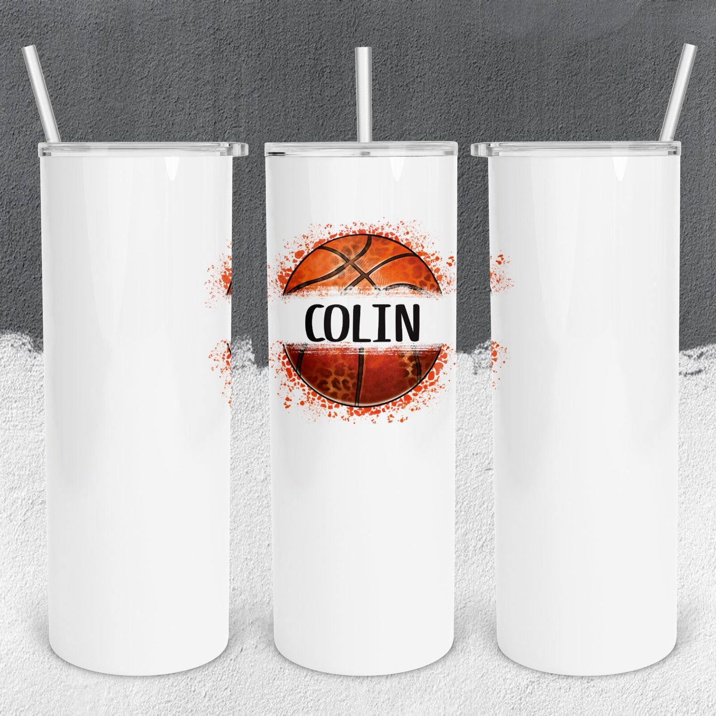 Personalized Basketball Split Monogram Tumbler - Sublimated