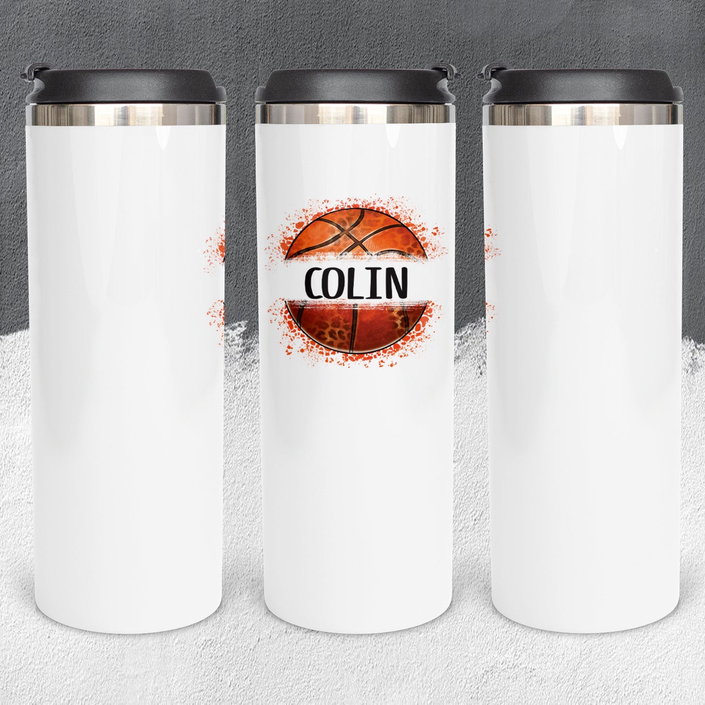 Personalized Basketball Split Monogram Tumbler - Sublimated