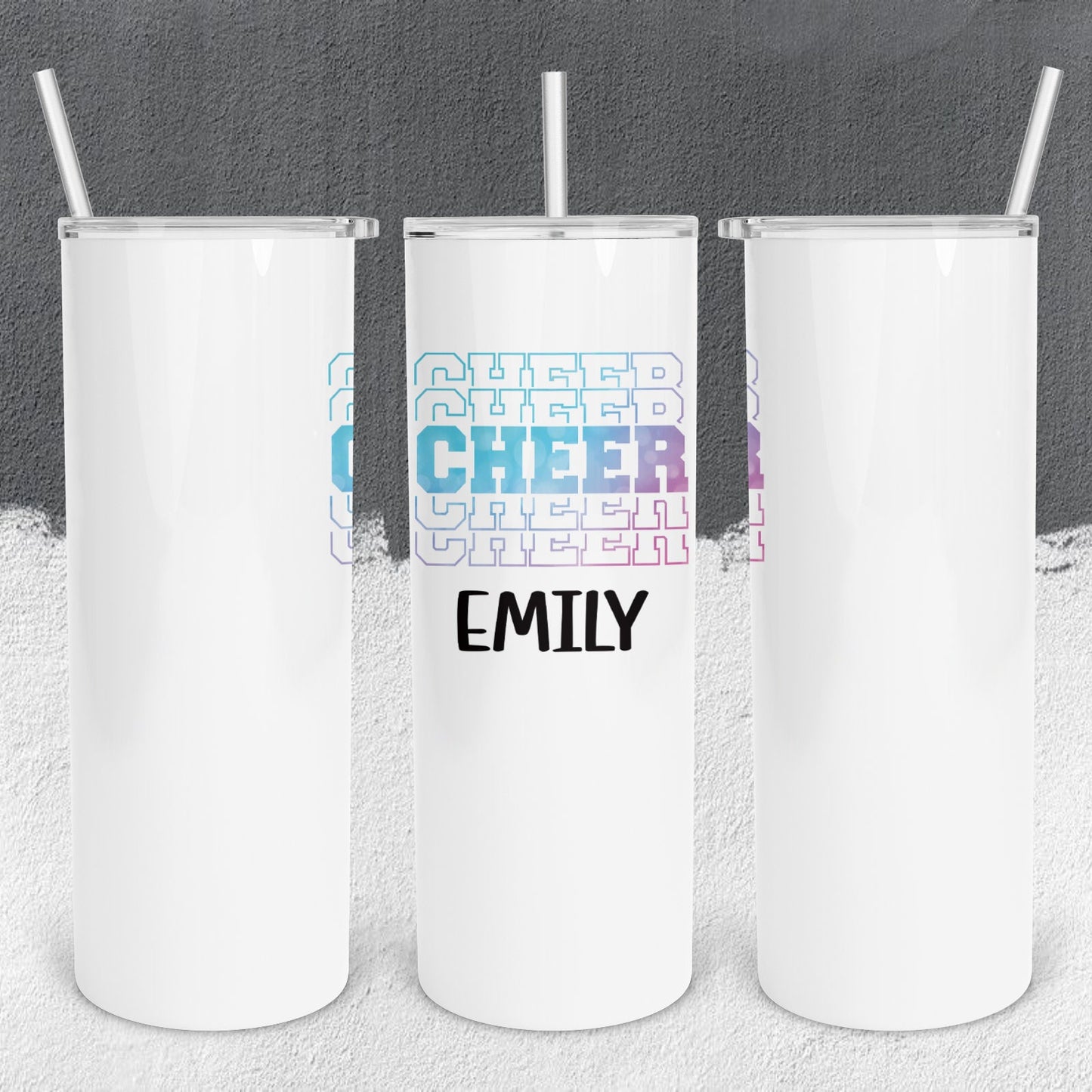 Personalized Cheerleading Stacked Effect Tumbler - Sublimated