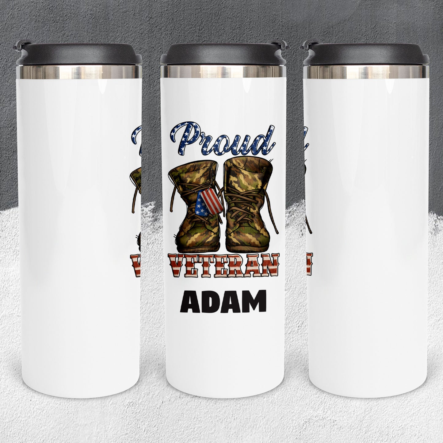 Personalized Proud Veteran Boots Tumbler - Sublimated