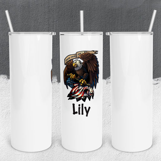 Personalized Veteran American Bald Eagle Tumbler - Sublimated