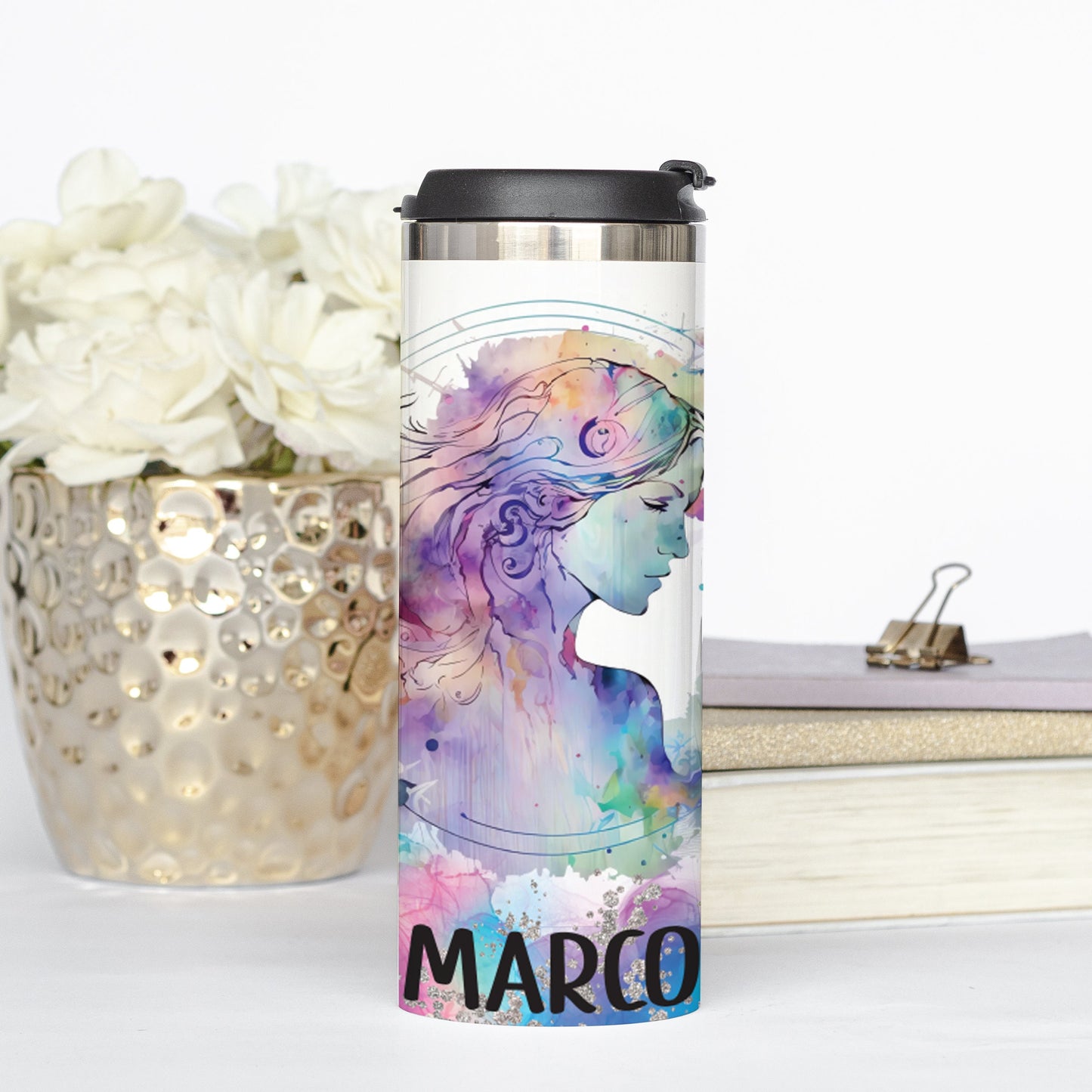 Personalized Zodiac Paint Brush Tumbler - Sublimated